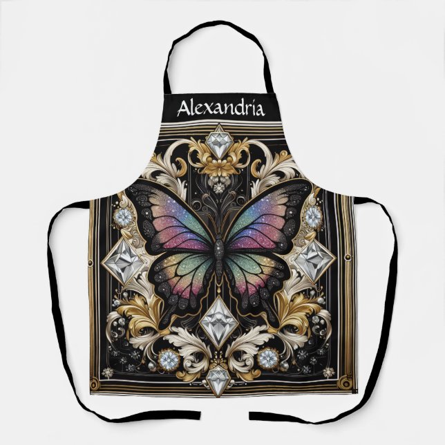 Rainbow Butterfly Art Deco Apron (Front)
