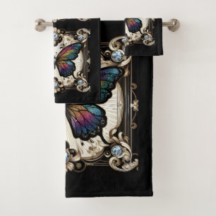 Rainbow Butterfly Art Deco Art Nouveau Bath Towel Set