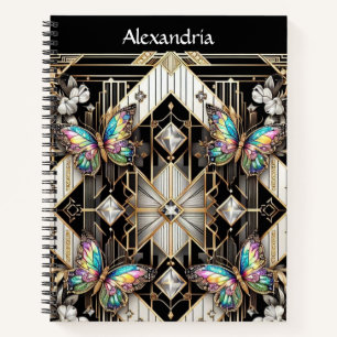 Rainbow Butterfly Art Deco Notebook
