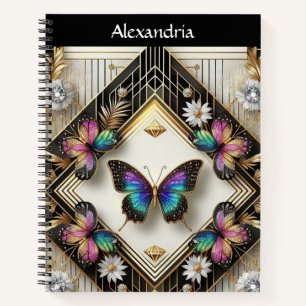 Rainbow Butterfly Art Deco Notebook