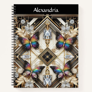Rainbow Butterfly Art Deco Notebook