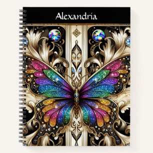 Rainbow Butterfly Art Deco Notebook
