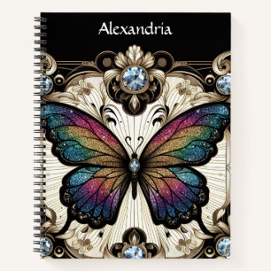 Rainbow Butterfly Art Deco Notebook