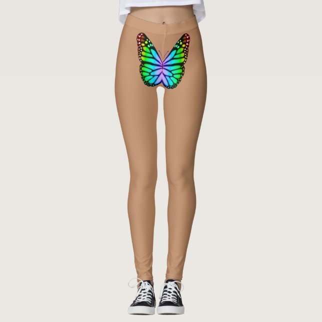 Rainbow Butterfly Bare Legs Leggings (Front)