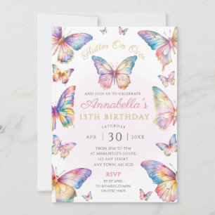 Rainbow Butterfly Birthday Party Invitation