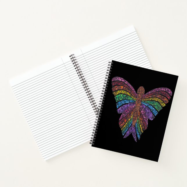 Rainbow Butterfly (black) - Notebook (Inside)