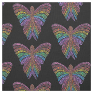 Rainbow Butterfly (black) - Pima Cotton Fabric