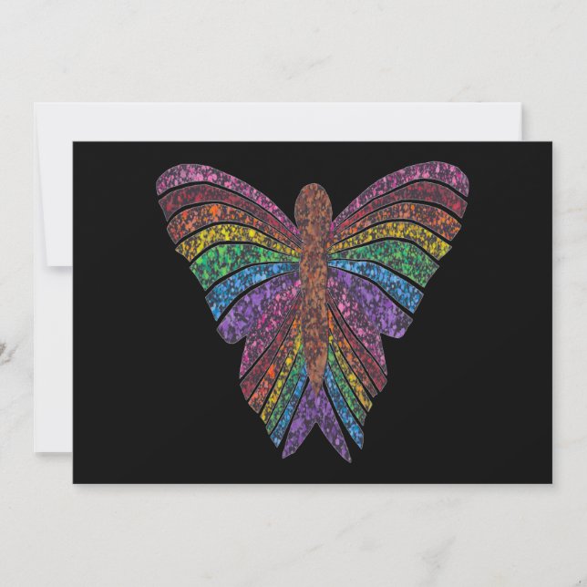 Rainbow Butterfly (black single) - Greeting Card (Front)