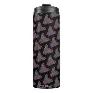 Rainbow Butterfly (black) - Thermal Tumbler