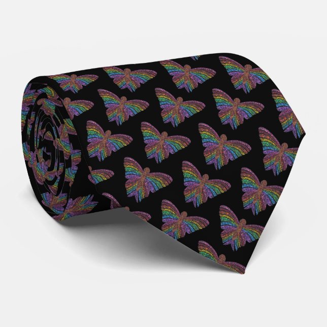 Rainbow Butterfly (black) - Tie (Rolled)
