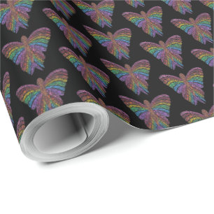 Rainbow Butterfly (black) - Wrapping Paper