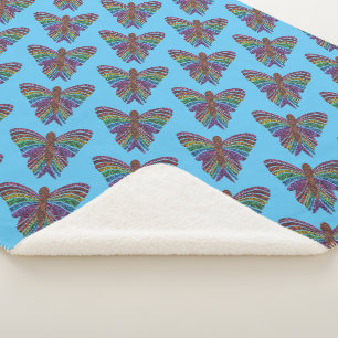 Rainbow Butterfly (blue) - Sherpa Blanket