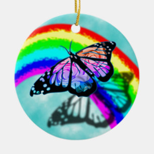 Rainbow Butterfly Ceramic Tree Decoration