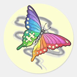 Rainbow Butterfly Classic Round Sticker