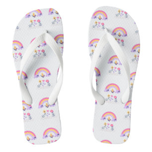 Rainbow Butterfly Cloud Flowers Flip Flops