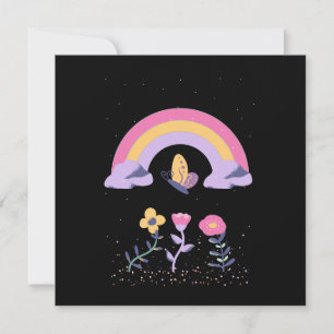 Rainbow Butterfly Cloud Flowers Holiday Card