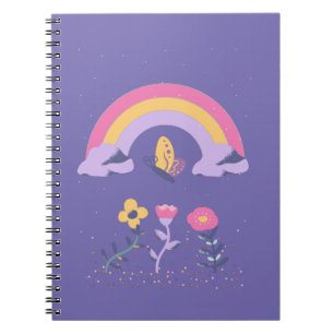 Rainbow Butterfly Cloud Flowers Notebook