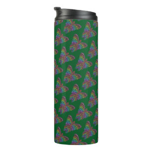 Rainbow Butterfly (dark green) - Thermal Tumbler