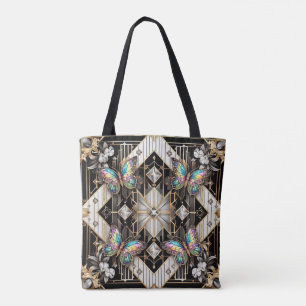 Rainbow Butterfly Diamonds Luxury Tote Bag
