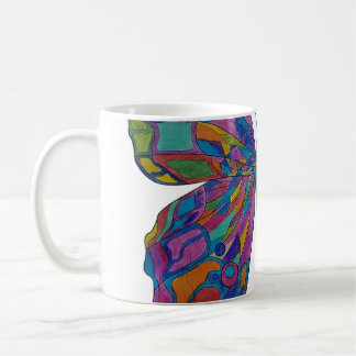 Rainbow Butterfly Floral Ceramic Coffee Mug