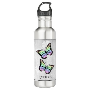 Rainbow Butterfly Floral Personalised 710 Ml Water Bottle