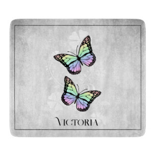 Rainbow Butterfly Floral Personalised Cutting Board