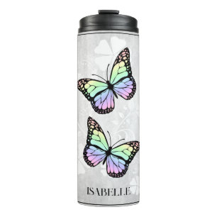 Rainbow Butterfly Floral Personalised Thermal Tumbler