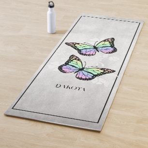 Rainbow Butterfly Floral Yoga Mat
