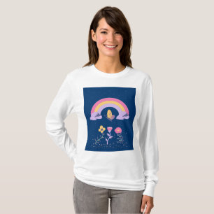 Rainbow Butterfly Flowers Cloud T-Shirt