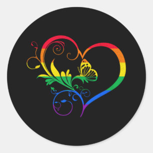 Rainbow Butterfly Heart Neurodiversity Autism Lgbt Classic Round Sticker