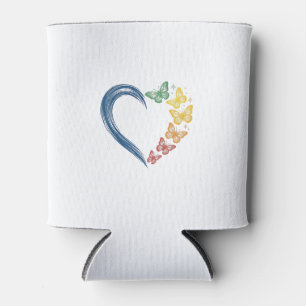 Rainbow Butterfly Heart Vintage Engraving Design_1 Can Cooler