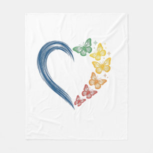 Rainbow Butterfly Heart Vintage Engraving Design_1 Fleece Blanket