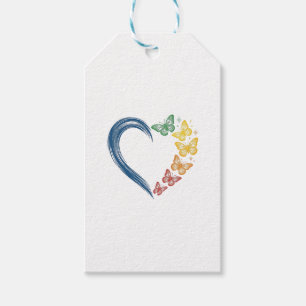 Rainbow Butterfly Heart Vintage Engraving Design_1 Gift Tags