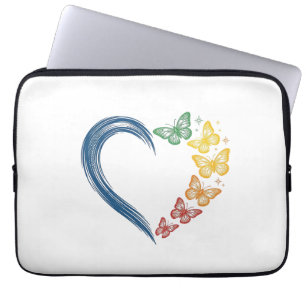Rainbow Butterfly Heart Vintage Engraving Design_1 Laptop Sleeve