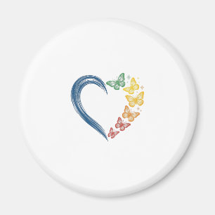 Rainbow Butterfly Heart Vintage Engraving Design_1 Magnet