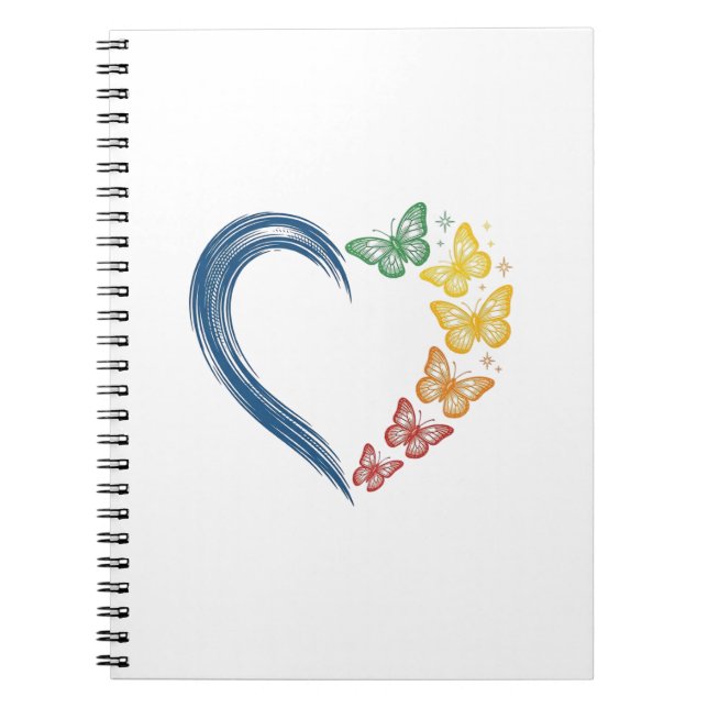 Rainbow Butterfly Heart Vintage Engraving Design_1 Notebook (Front)