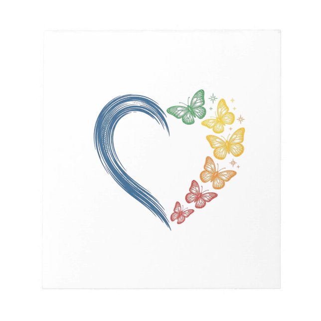 Rainbow Butterfly Heart Vintage Engraving Design_1 Notepad (Front)