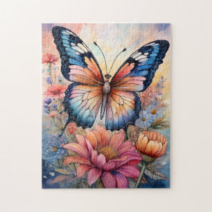 Rainbow Butterfly in a Flower Garden Jigsaw Puzzle