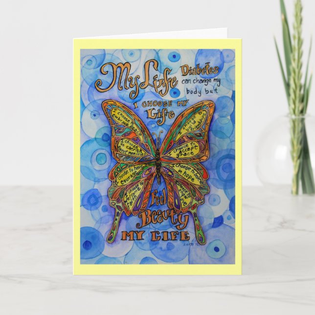 Rainbow Butterfly Inspirational Diabetes Card (Front)