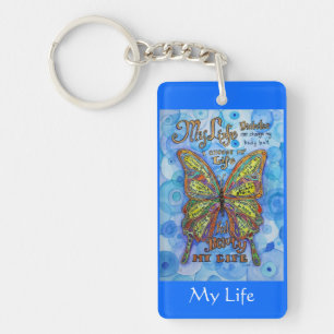 Rainbow Butterfly Inspirational Diabetes Keychain