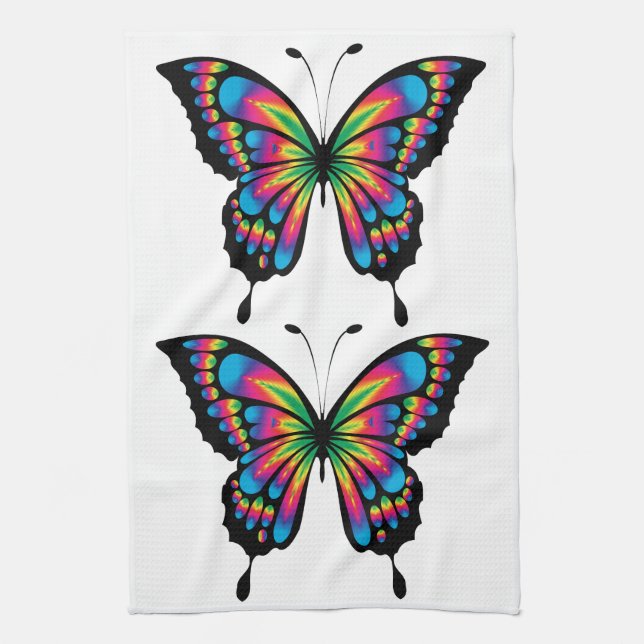 rainbow butterfly kitchen towel (Vertical)