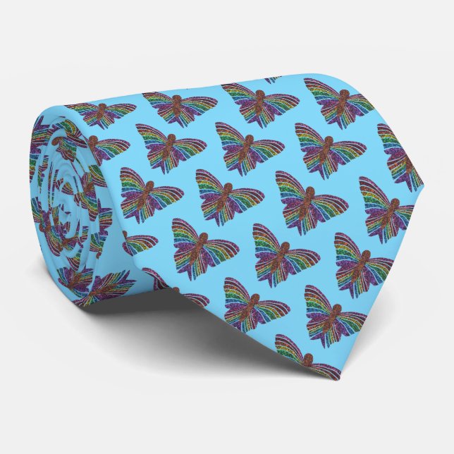 Rainbow Butterfly (light blue) - Tie (Rolled)