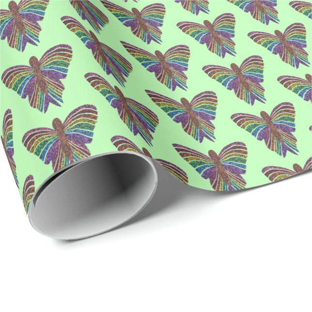 Rainbow Butterfly (light green) - Wrapping Paper (Roll Corner)