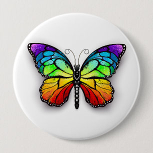 Rainbow butterfly Monarch 10 Cm Round Badge