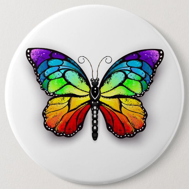 Rainbow butterfly Monarch 6 Cm Round Badge (Front)