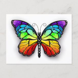 Rainbow butterfly Monarch Announcement Postcard