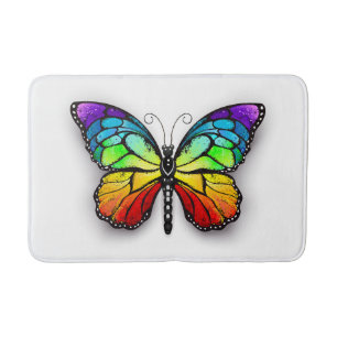 Rainbow butterfly Monarch Bath Mat