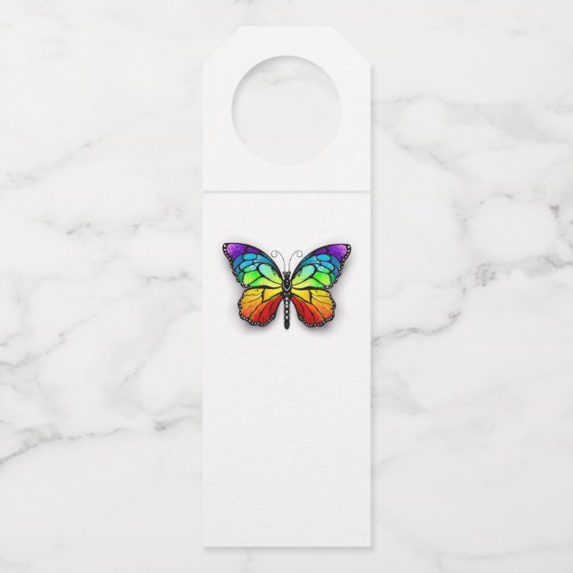 Rainbow butterfly Monarch Bottle Tag (Back)