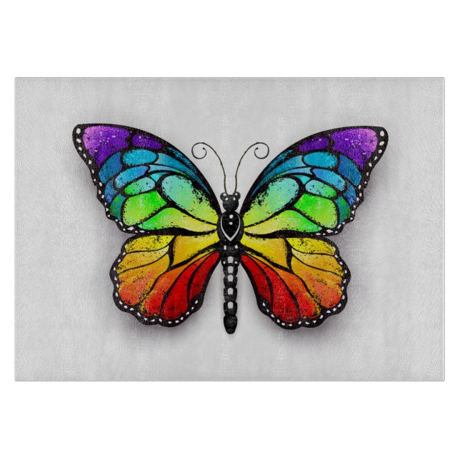 Rainbow butterfly Monarch Cutting Board (Front)