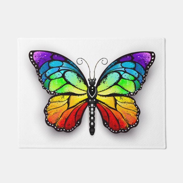 Rainbow butterfly Monarch Doormat (Front)